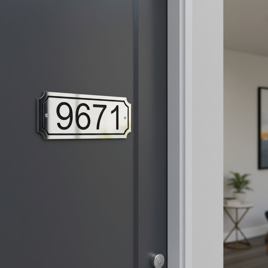 Modern Metal Door Number Plate | House Address Plaque for Front Door