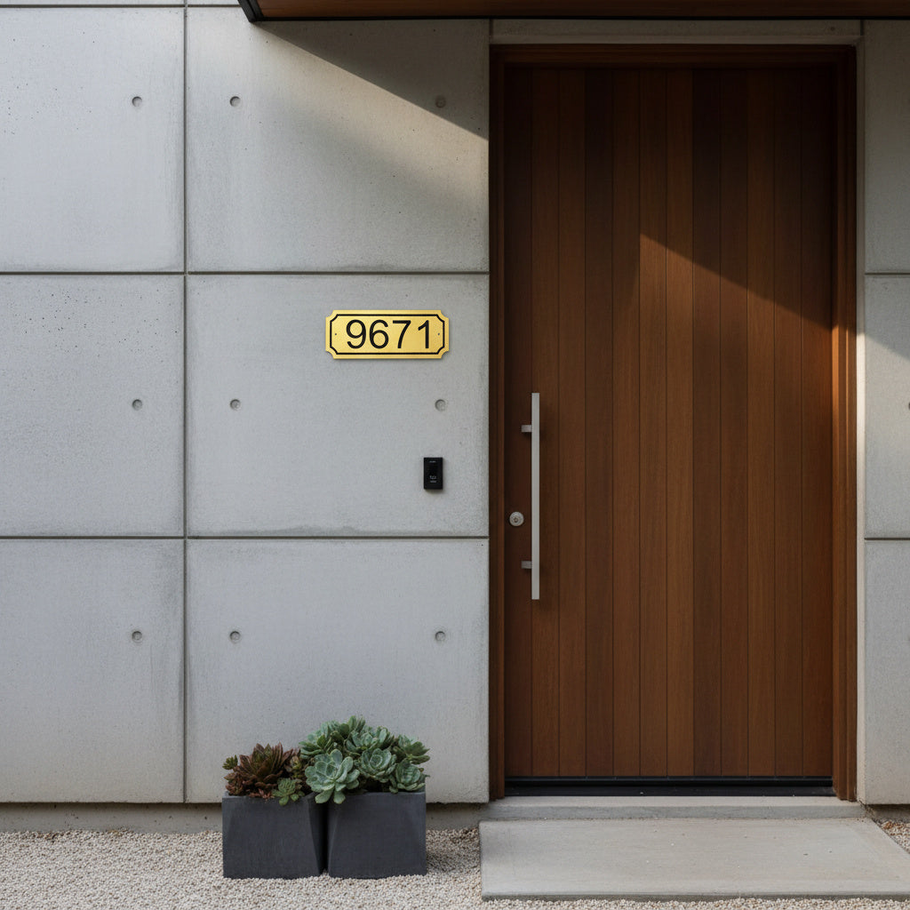 Modern Metal Door Number Plate | House Address Plaque for Front Door