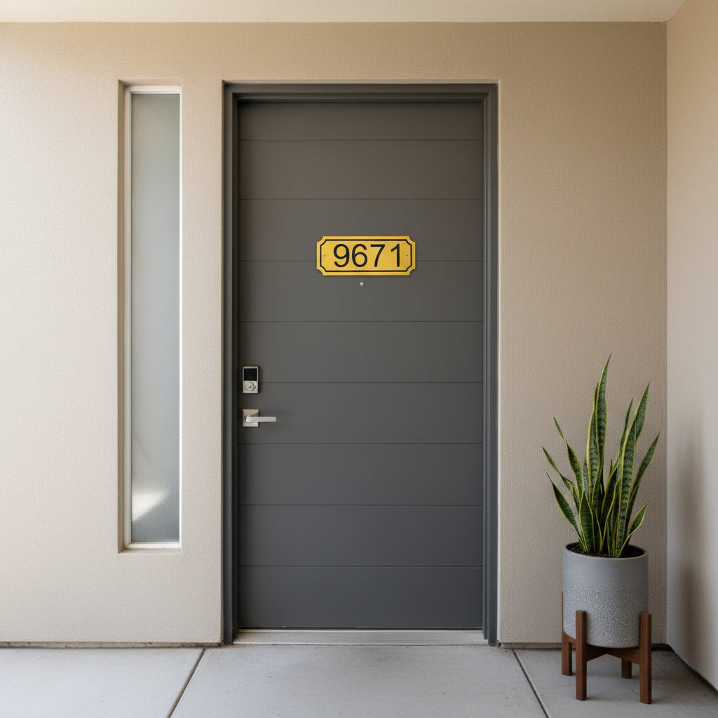 Modern Metal Door Number Plate | House Address Plaque for Front Door