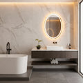 LED Bathroom Mirror – Oval Lighted Vanity Mirror with Frame, Modern Backlit Wall Mirror