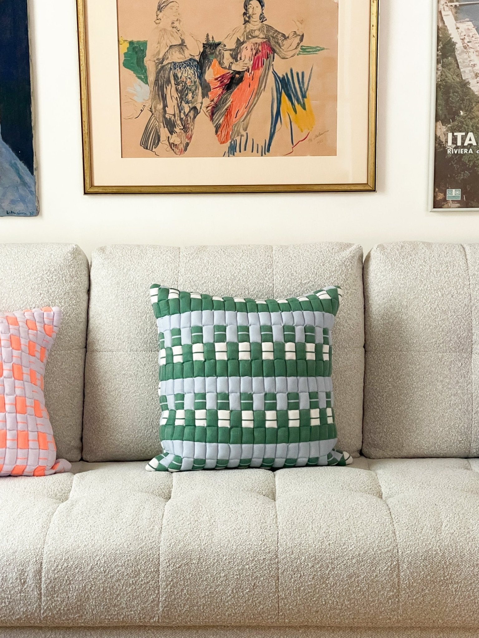 Backordered: Sujani Quilted Pillow - Blue & Green