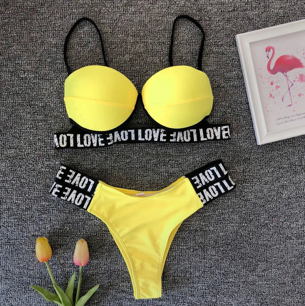 Women's Sexy White Leopard Print Bikini Swimsuit Set