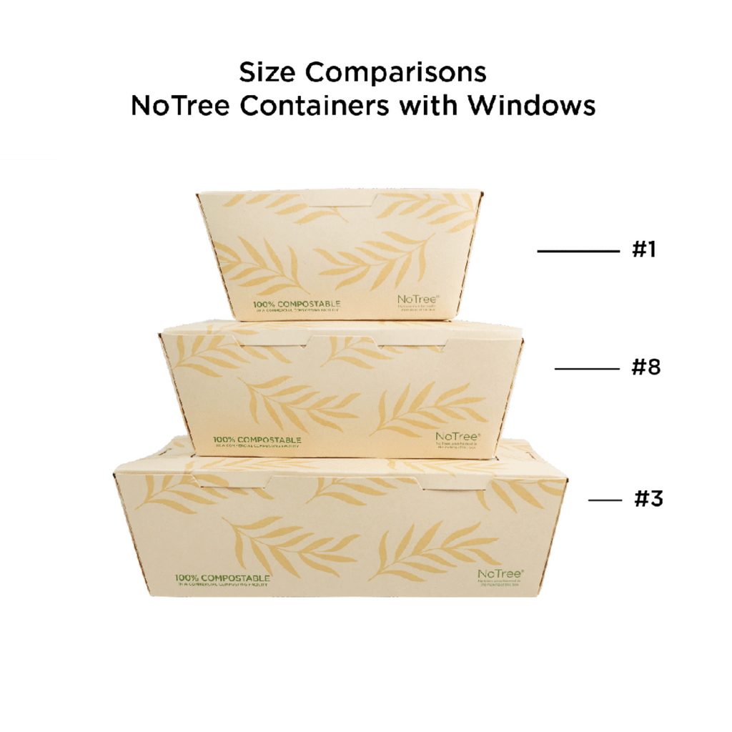 World Centric NoTree Paper #3 Take-Out Container with PLA Window - 65oz (QTY:200)