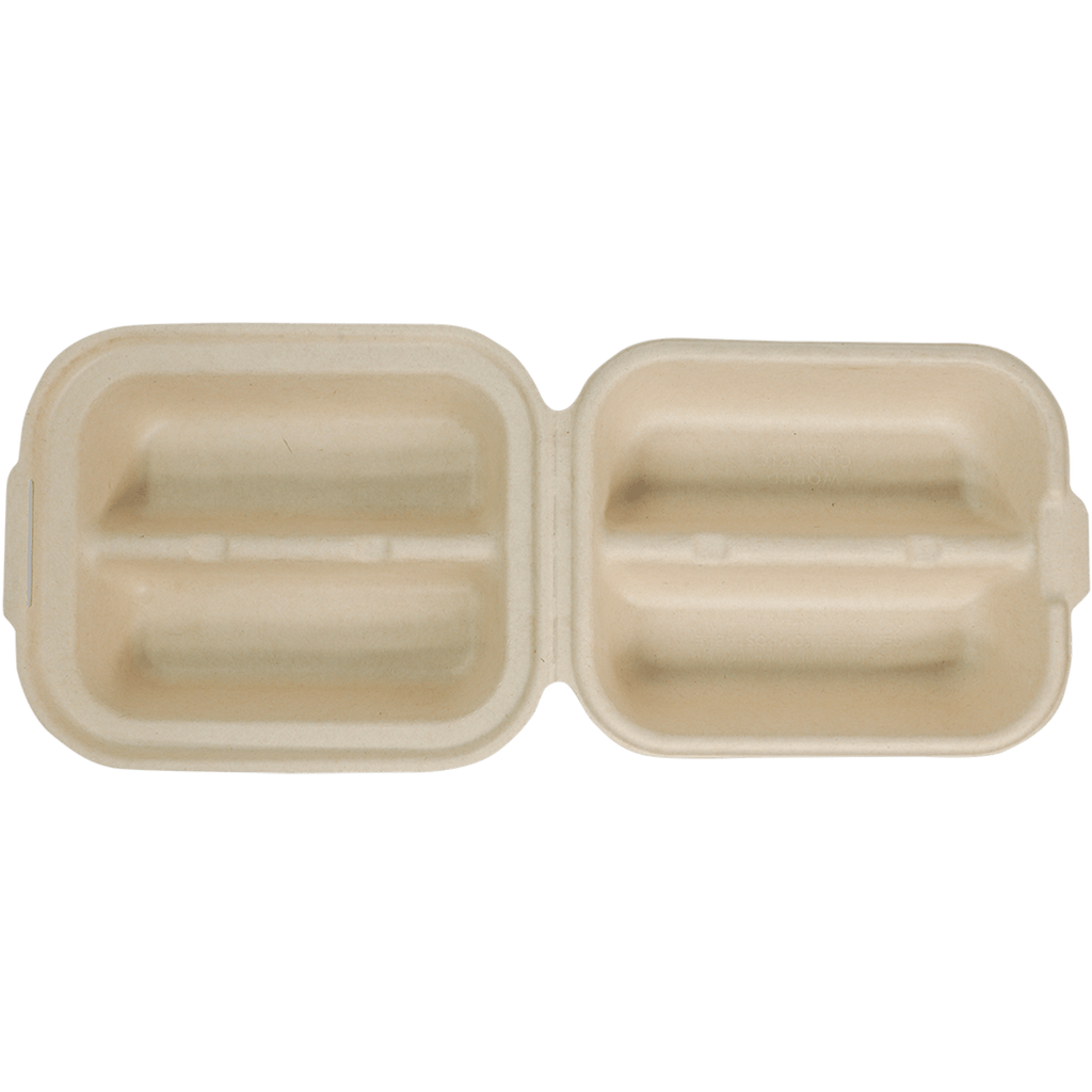 World Centric 8x5x3" Fiber Taco Box, 2-Compt (QTY:300)