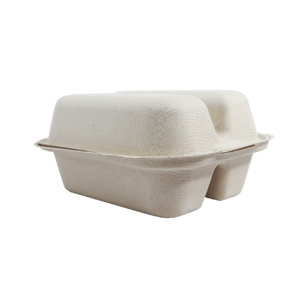 World Centric 8x5x3" Fiber Taco Box, 2-Compt (QTY:300)