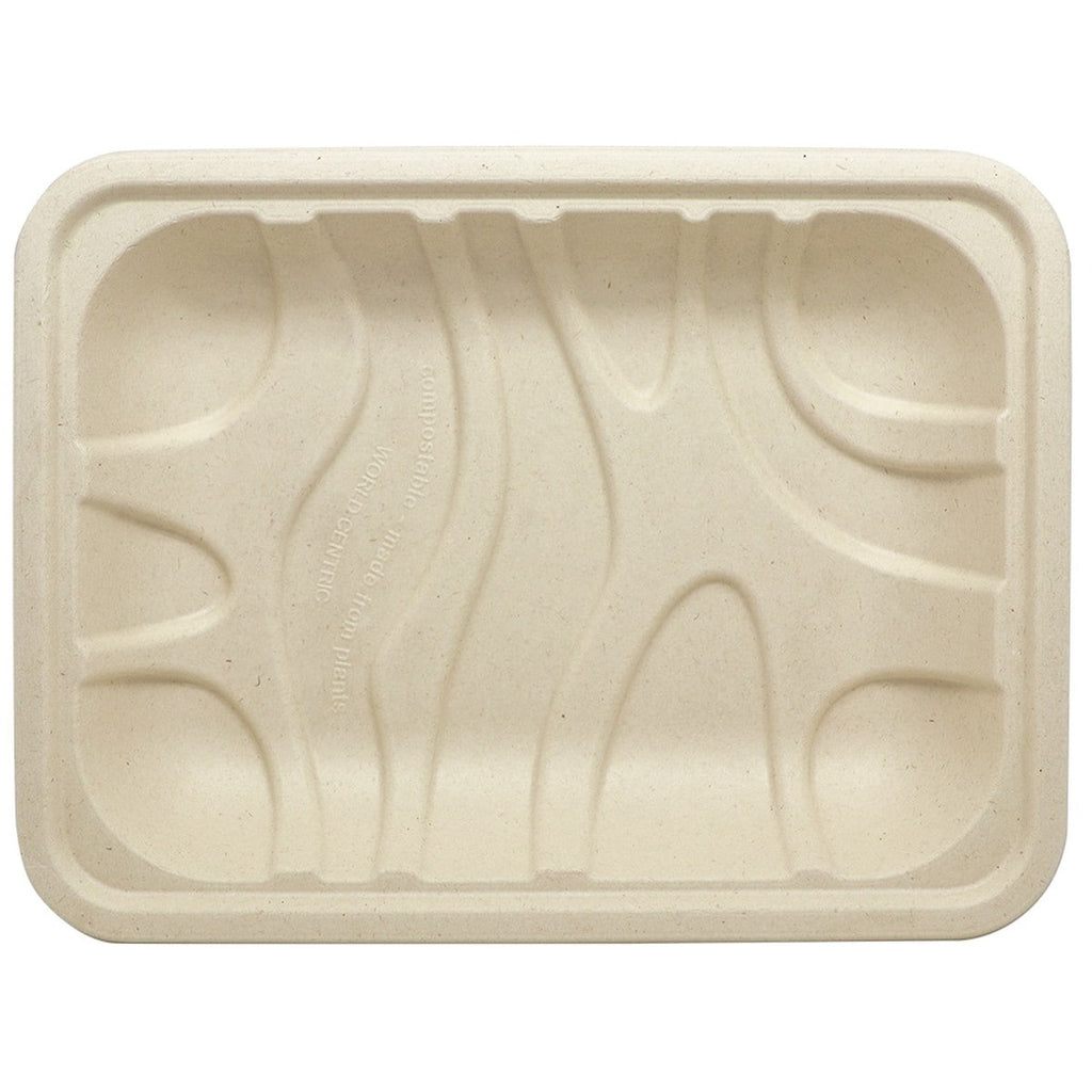 World Centric 8.6x6.5x1.25" Fiber Laminated Meat and Produce Tray, PLA Lined (QTY:450)