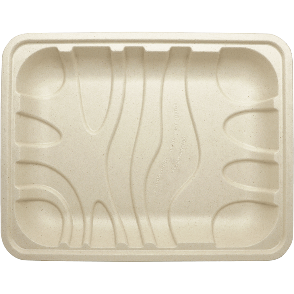 World Centric 10.5x8.2x1.25 Fiber Meat and Produce Tray, PLA Lined (QTY:480)