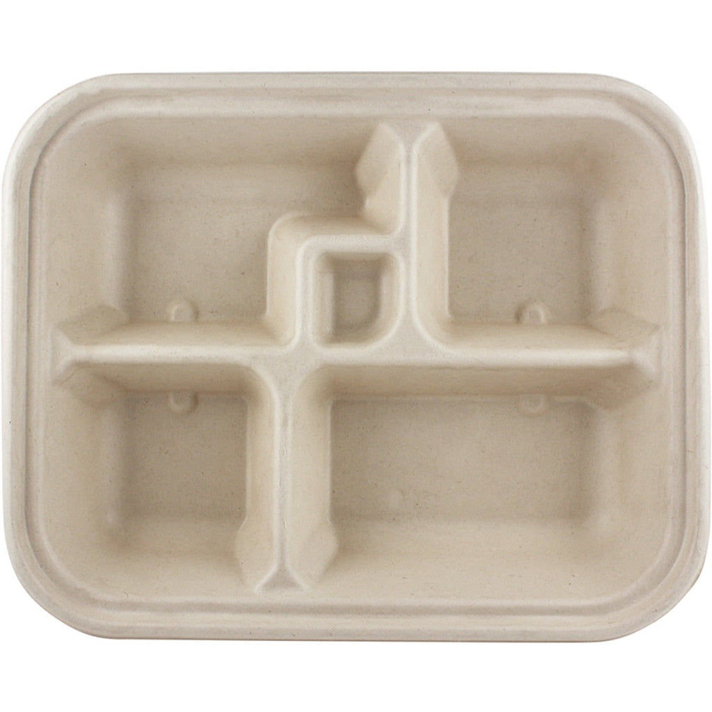 World Centric Fiber Bento Sushi Box, 5-Compt (QTY:300)
