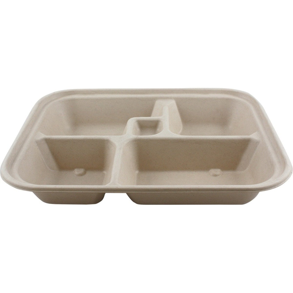 World Centric Fiber Bento Sushi Box, 5-Compt (QTY:300)