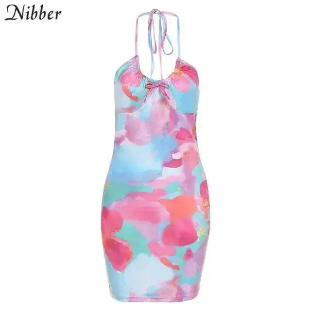 Tie Die Sheer Halter Beach Dress