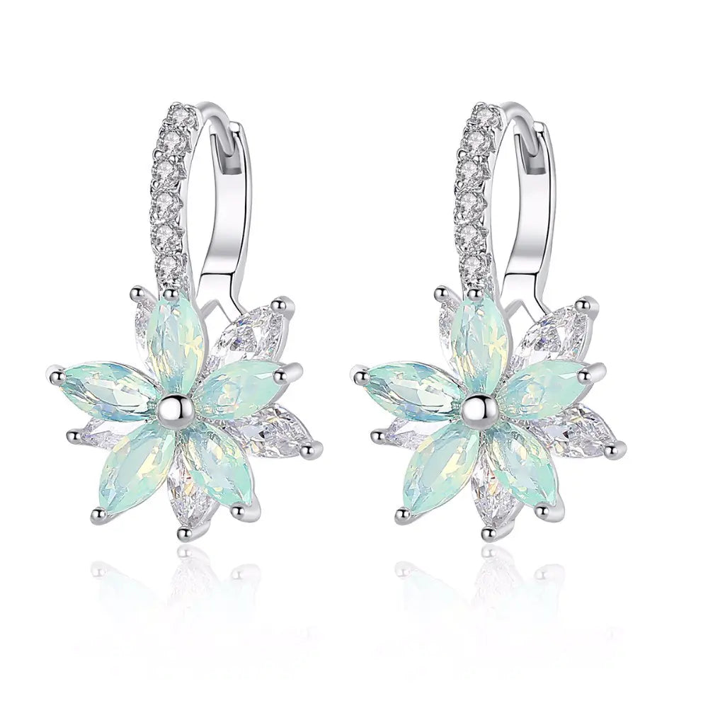 Snowflake Earrings with Zirconium Studs