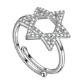 Cubic Zirconia Iced Out Star of David Ring Adjustable Magen David Star Band Ring for Mens Womens 925 Sterling Silver Jewish Ring Jewelry for Wedding Engagement Bridesmaid Gift FR0041W