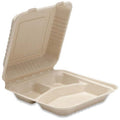 Vegware 8" 3-Compt Clamshell Natural Brown (QTY:200)