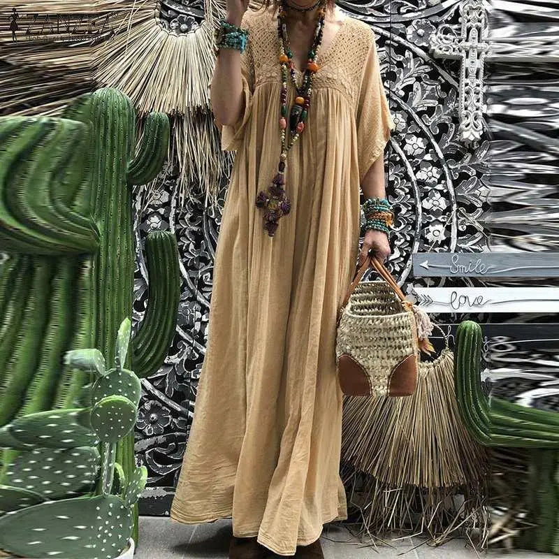 Vintage Boho Flare Sleeve Maxi Sundress