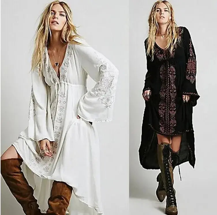 Vintage Floral Cotton Boho Dress