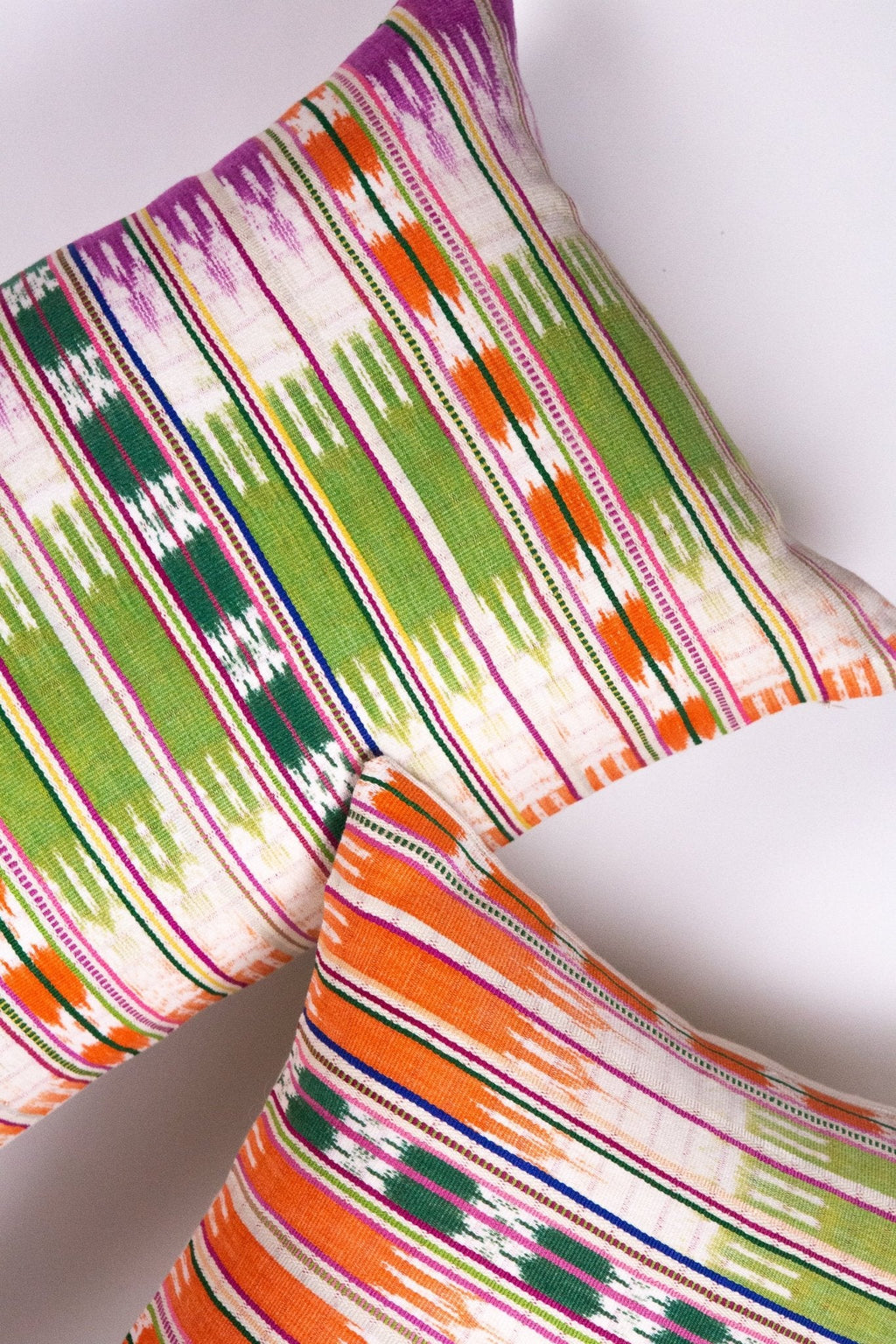 Vintage Ikat Orange and Green Pillow