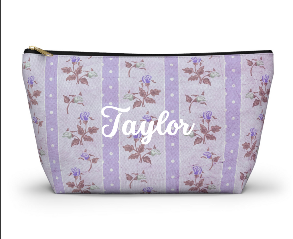 Customizable: Chic Floral Accessory Pouch, Makeup Bag, Travel Organizer, Gift for Her, Floral Toiletry Bag, Cute Pencil Case