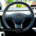 Wood Grain Tesla Steering Wheel Emblem Decal | Model Y