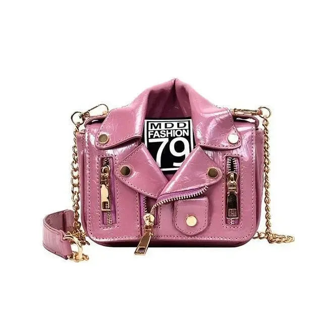 Zipper & Chain Leather Handbag