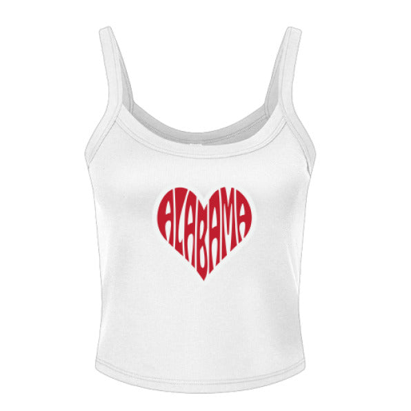 Alabama Bubble Heart Micro Ribbed Crop Tank