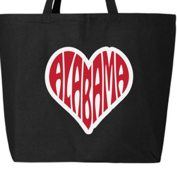 Alabama Heart Jumbo Tote