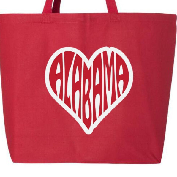 Alabama Heart Jumbo Tote