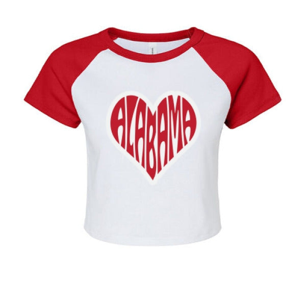 Alabama Heart Raglan Micro Ribbed Baby Tee