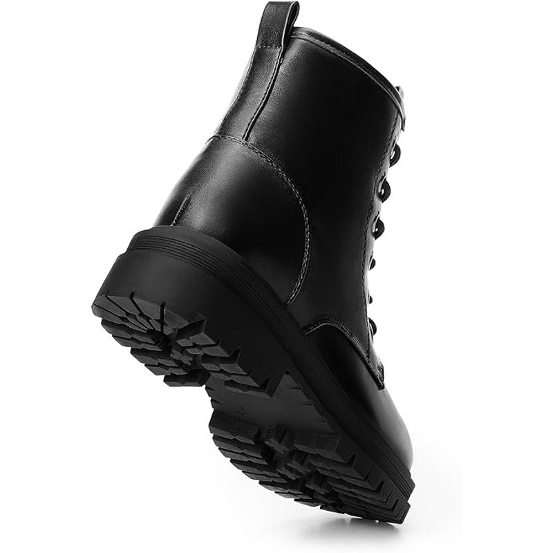 Dream Pairs Womens 6 Black 1.5" Platform Combat Boot Ankle Side Zip Lace Up Shoe