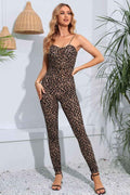 Leopard Spaghetti : Strap Skinny Jumpsuit
