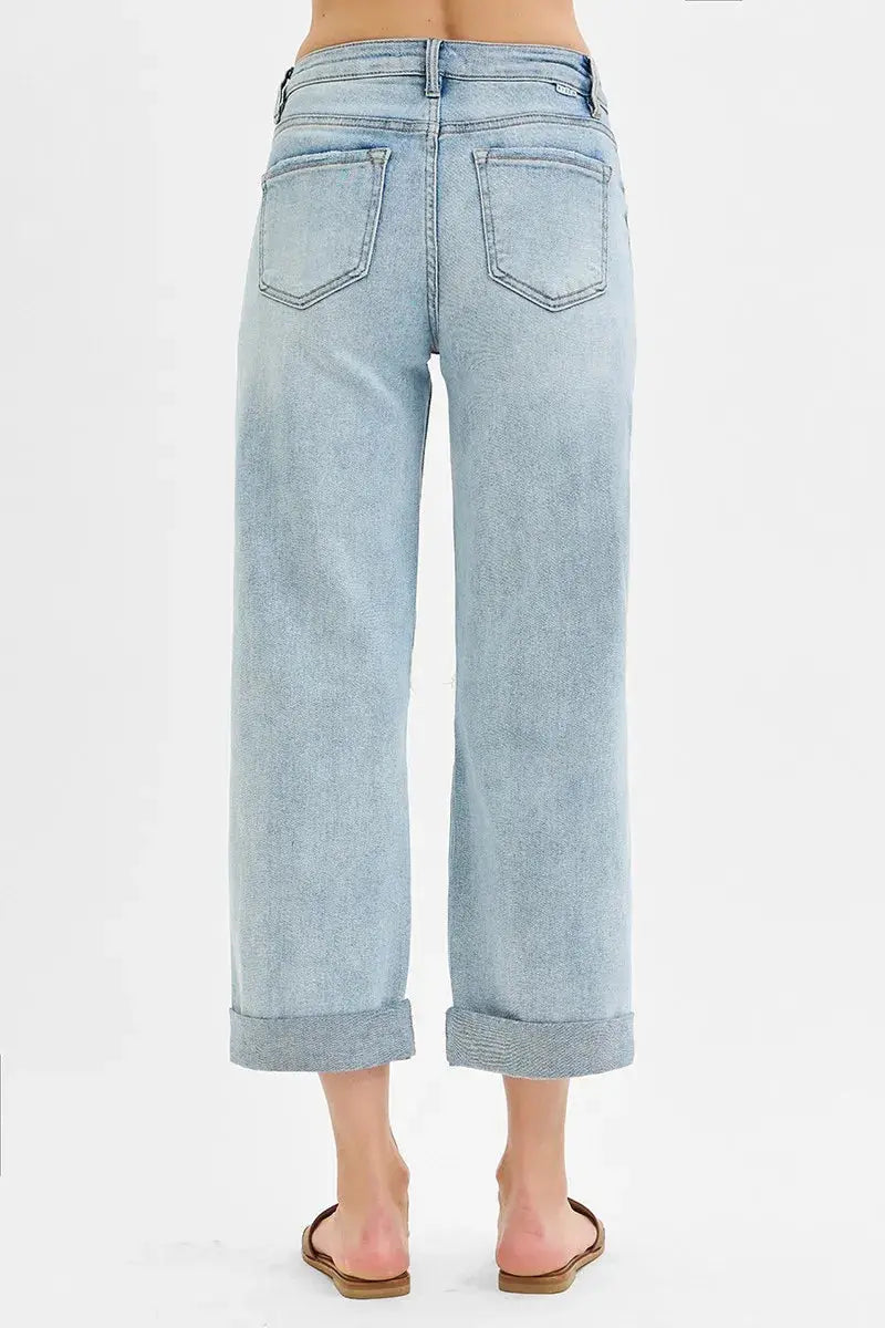 Full Size/Plus Size Mid Rise Fit Boyfriend RISEN Jeans with Cuff