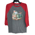 New Hand Printed Small Christmas Cottage Tree Cupcake Cocoa 3/4 Sleeve Tee