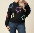 Long Sleeve Sweater With Neon Stars