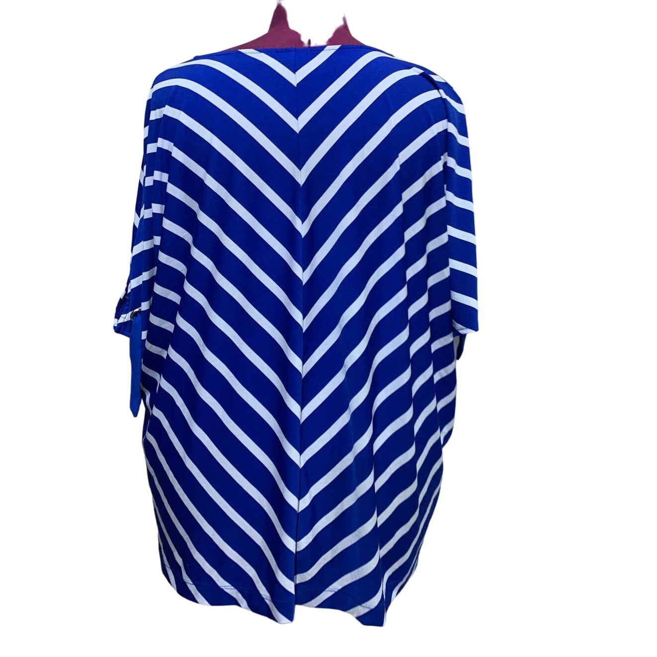 Croft & Barrow 2X Short Sleeve Blue Chevron Stripe Flowy Stretchy Polyester Top