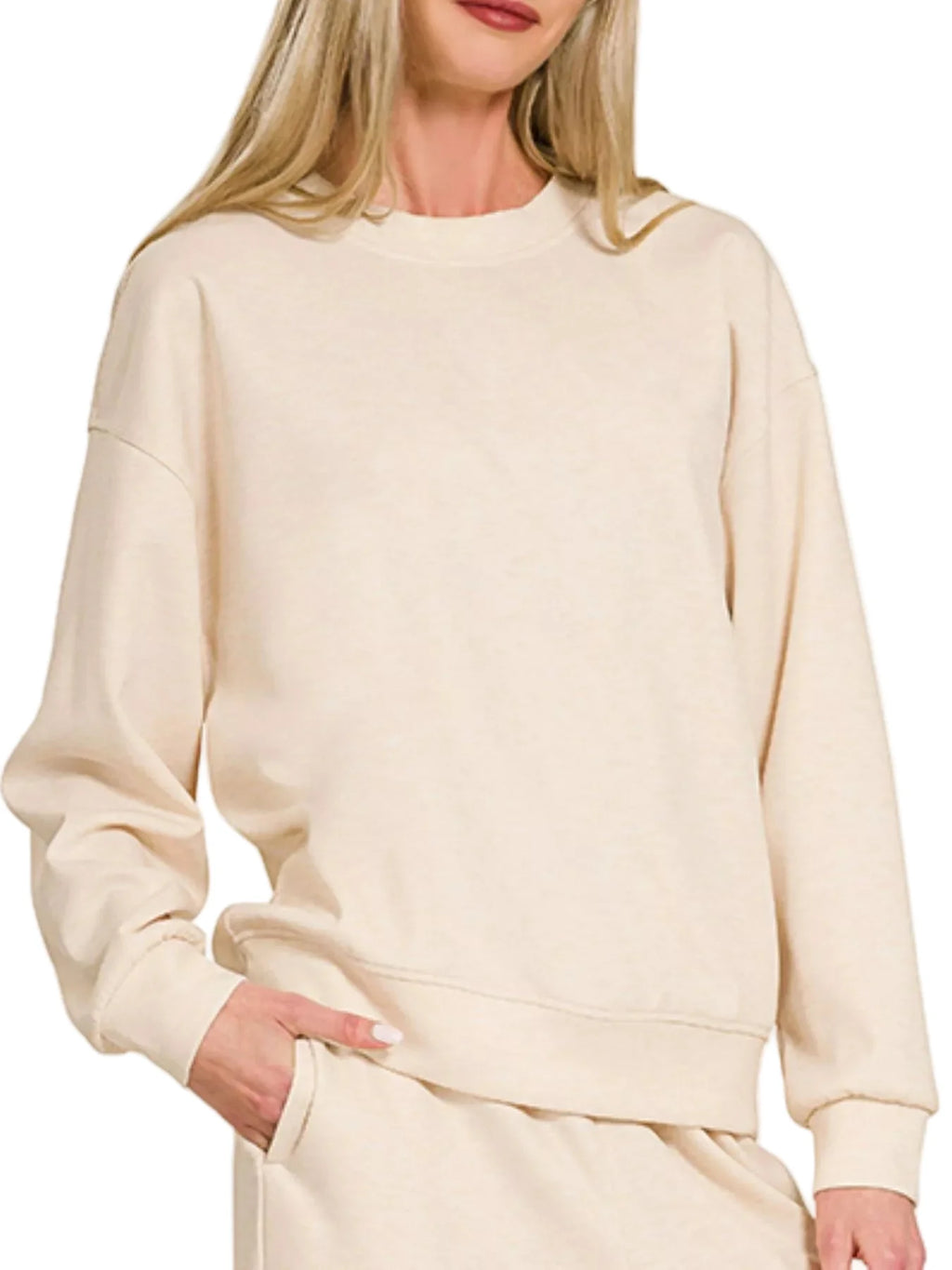 Zenana Scuba Crewneck Pullover and Pants Set