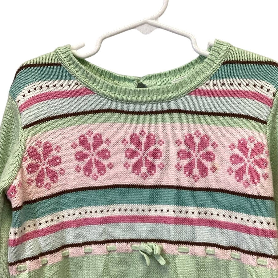 Gymboree Girls Size 10 Long Sleeve Pastel Flower Knit Sweater Dress w Pockets