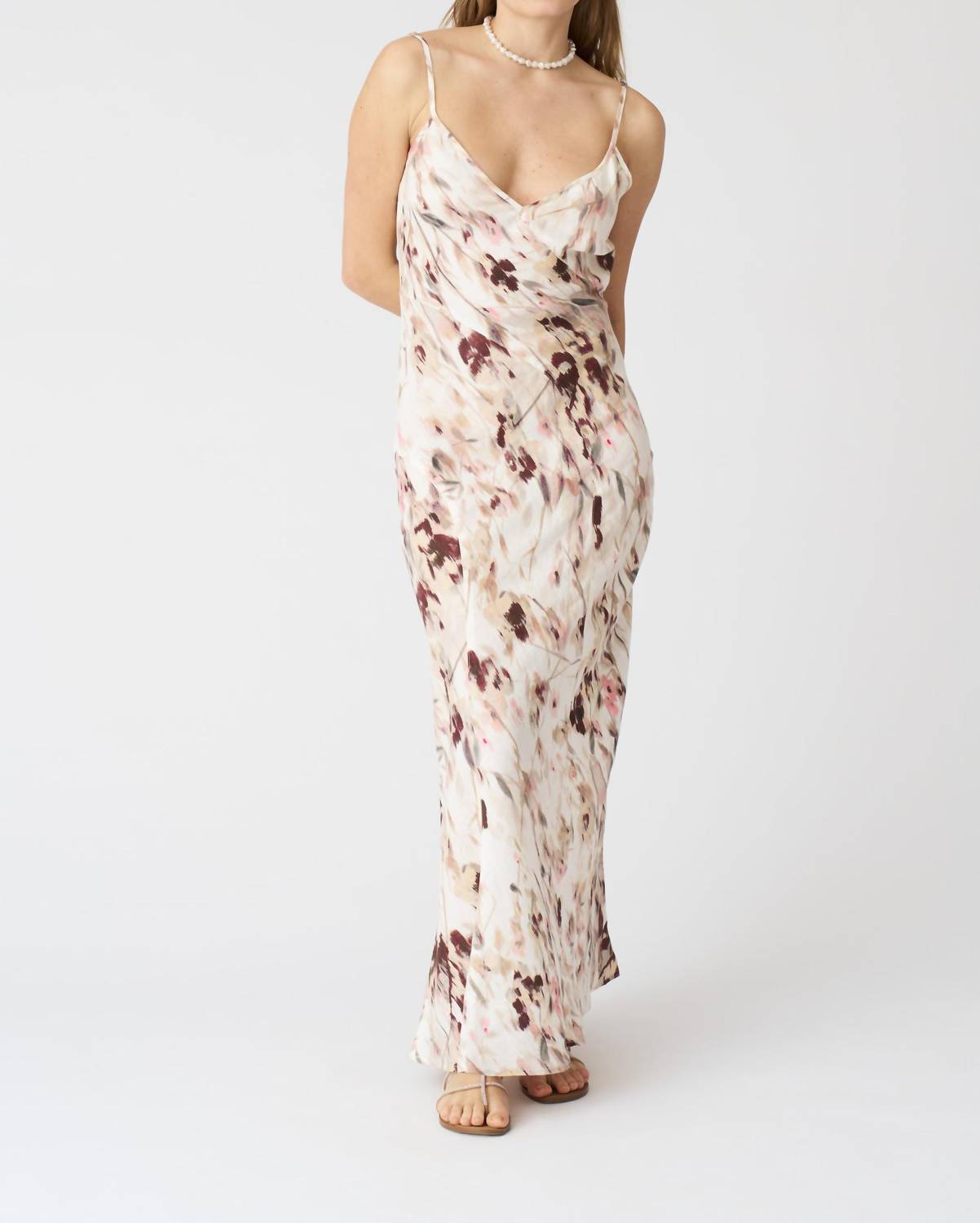 Floral Print Long Linen Maxi Dress
