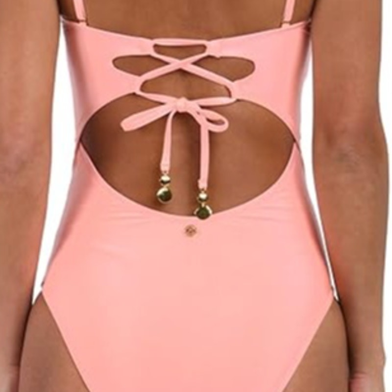 NWT New Sunshine 79 Womens 6 Back Tie Shaping Fit Bandeau Mio One Piece Swimsuit