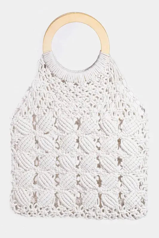 Fame Boho Braided Wooden Top Handle Bag