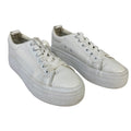 Sernial Womens Size 6.5 White Faux Leather Lace Up Tennis Basic Sneaker Shoes