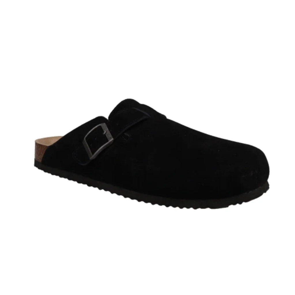 New In Box Khombu Mens Size 11 Black Faux Suede Damian Cork Slide On Mule Shoes