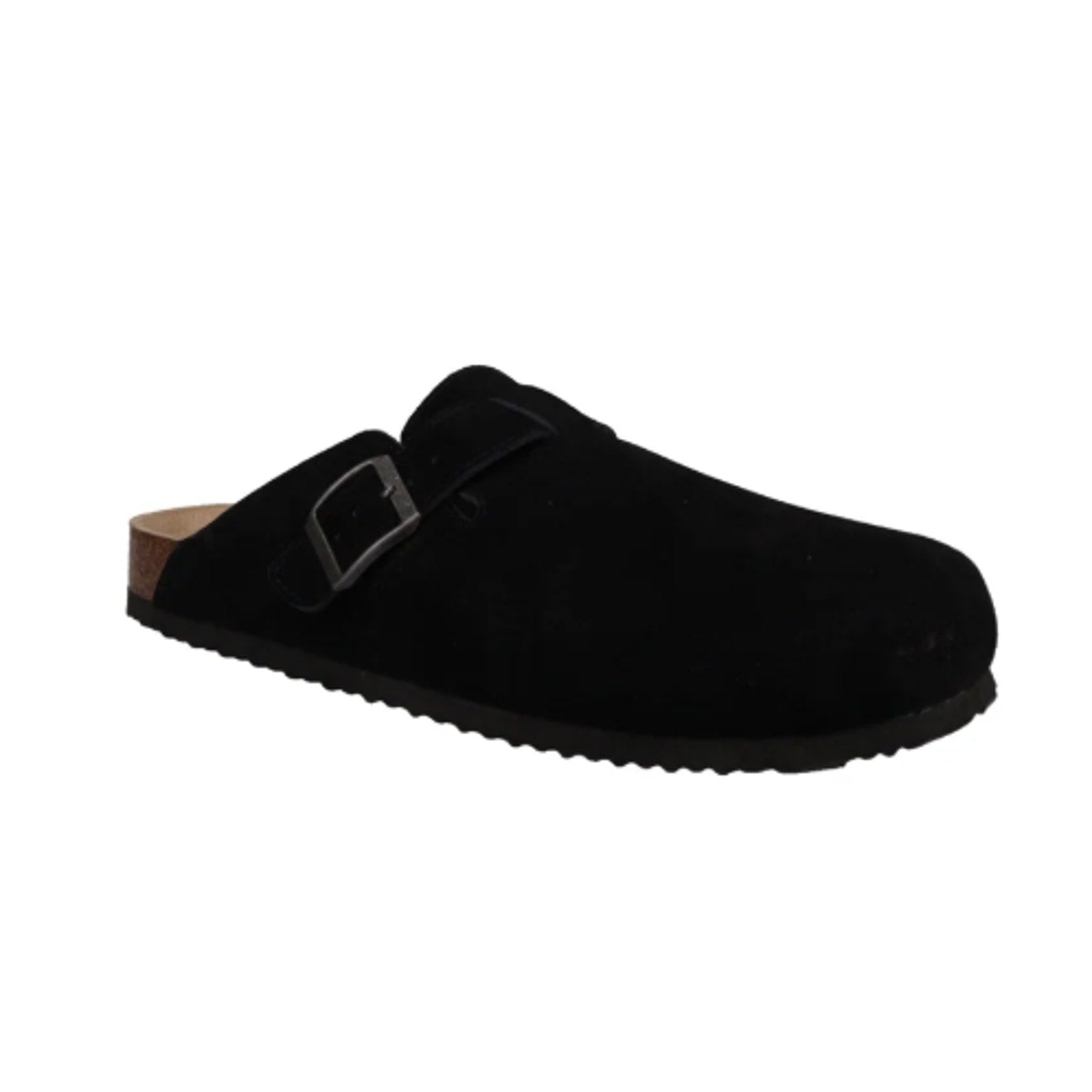 New In Box Khombu Mens Size 11 Black Faux Suede Damian Cork Slide On Mule Shoes