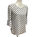 Green Envelope Medium Long Bell Sleeve Polka Dot PolyBlend Crew Neck Top Blouse