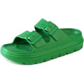 Haifago Womens Size 8 Green Double Buckle 2" Platform Slide On Clog Sandal Shoes