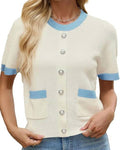 Short Sleeve Crewneck Cardigan