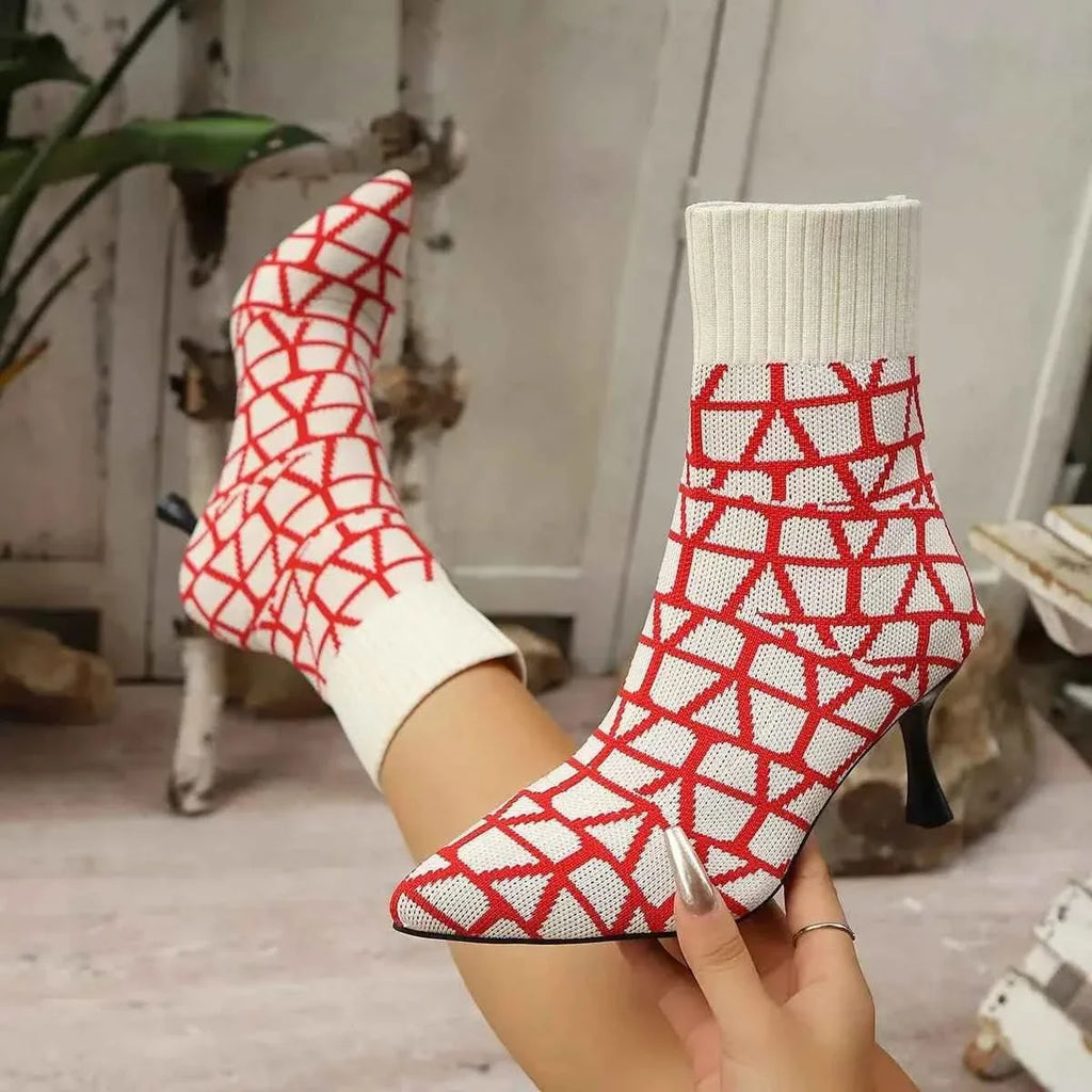 Mesh Point Toe : Stiletto Boots