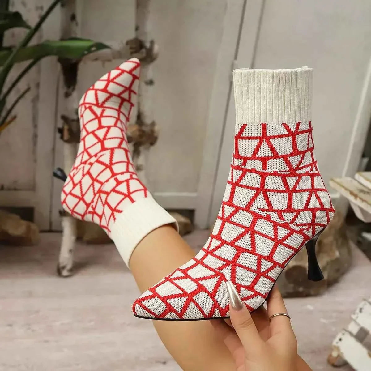 Mesh Point Toe : Stiletto Boots