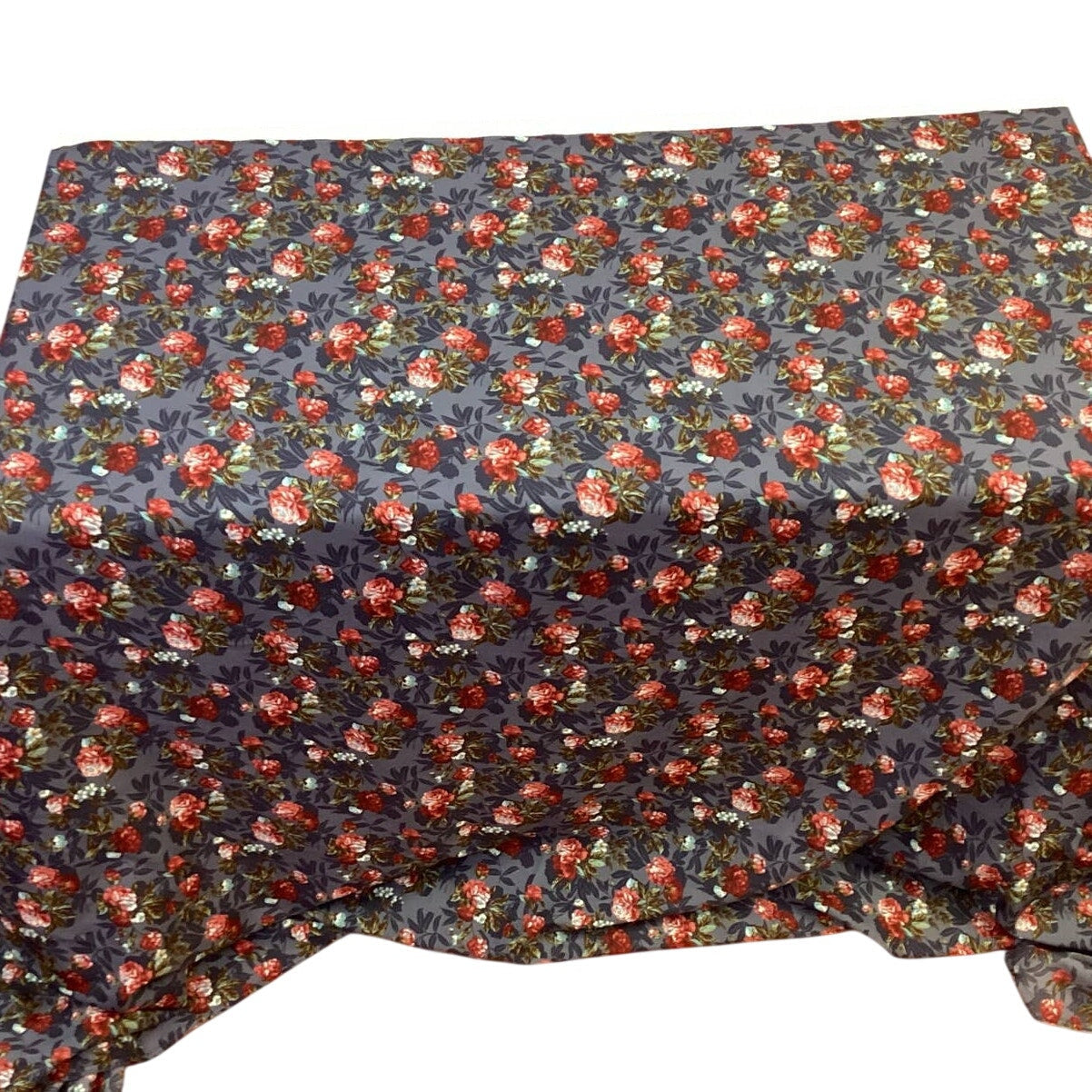 2yds Calico Floral Silky Feel Polyester Blend Craft Supply Fabric Remnant