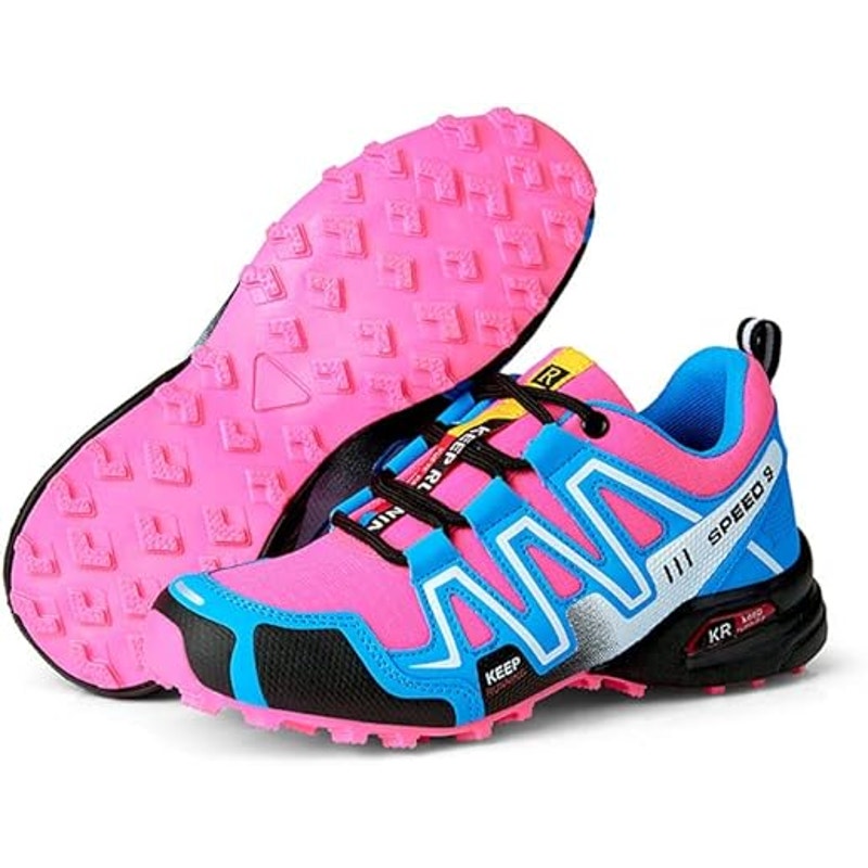 Hoverkickes Womens Size 7.5 Pink Blue Lace Up Breathable Hiking Walking Shoes