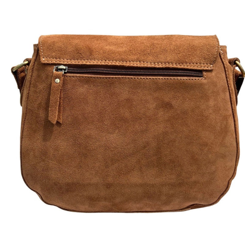 New Rustic Town Multi Pocket Suede Leather Shoulder Purse Crossbody Saddle Bag