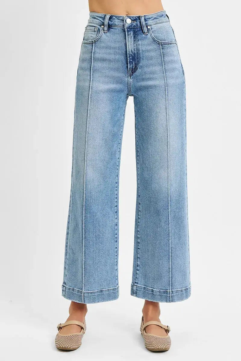 RISEN Jeans - Plus Size High Rise Crop Wide Leg Jeans